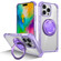 iPhone 16 Pro Gold Shield CD Pattern MagSafe Magnetic Phone Case with Rotating Stand - Transparent Purple