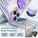 iPhone 16 Pro Gold Shield CD Pattern MagSafe Magnetic Phone Case with Rotating Stand - Transparent Purple