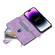 iPhone 16 Pro Grid Texture Zipper Leather Phone Case with Lanyard - Purple