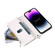 iPhone 16 Pro Grid Texture Zipper Leather Phone Case with Lanyard - White