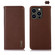 iPhone 16 Pro KHAZNEH Nappa Top Layer Cowhide Leather Phone Case - Brown