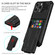 iPhone 16 Pro Kickstand Armor Card Wallet Phone Case - Black