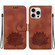 iPhone 16 Pro Lotus Embossed Leather Phone Case - Brown