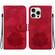 iPhone 16 Pro Lotus Embossed Leather Phone Case - Red
