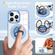 iPhone 16 Pro Magnetic Rotating Ring Holder Phone Case - Light Blue