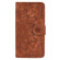 iPhone 16 Pro Mandala Embossed Dual-Fold Calf Leather Phone Case - Brown
