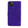 iPhone 16 Pro Mandala Embossed Dual-Fold Calf Leather Phone Case - Purple