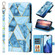 iPhone 16 Pro Marble Bronzing Stitching Leather Phone Case - Blue