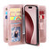 iPhone 16 Pro Multi-Function Wallet 10 Card Slots Leather Phone Case - Rose Gold