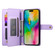 iPhone 16 Pro Nine Card-slot Zipper Wallet Bag Leather Phone Case - Purple