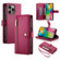 iPhone 16 Pro Nine Card-slot Zipper Wallet Bag Leather Phone Case - Red