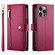 iPhone 16 Pro Nine Card-slot Zipper Wallet Bag Leather Phone Case - Red