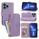 iPhone 16 Pro Oil Skin Zipper Wallet Leather Phone Case - Purple