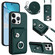 iPhone 16 Pro Organ Card Bag Ring Holder Phone Case with Long Lanyard - Green