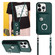 iPhone 16 Pro Organ Card Bag Ring Holder Phone Case with Long Lanyard - Green