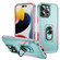 iPhone 16 Pro Pioneer Armor Heavy Duty PC + TPU Phone Case with Holder - Green+Pink
