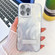 iPhone 16 Pro Plating Glitter Texture Fold Holder TPU Phone Case with Lens Film - White Feather Yarn