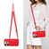 iPhone 16 Pro Rhombic Texture Card Bag RFID Phone Case with Long Lanyard - Red