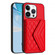 iPhone 16 Pro Rhombic Texture Card Bag RFID Phone Case with Long Lanyard - Red