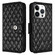 iPhone 16 Pro Rhombic Texture Flip Leather Phone Case with Lanyard - Black