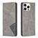 iPhone 16 Pro Rhombus Texture Magnetic Leather Phone Case - Grey
