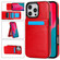 iPhone 16 Pro Solid Color Card Slots Bracket PU Phone Case - Red