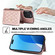 iPhone 16 Pro Splicing Rhombic Texture Card Bag Phone Case with Long Lanyard - Rose Gold