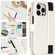 iPhone 16 Pro Wristband Holder Zipper Purse RFID Leather Phone Case - White