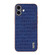 iPhone 16 Plus AZNS Electroplated Frame Crocodile Texture Full Coverage Phone Case - Blue