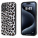 iPhone 16 Plus Black Frame Leopard Phone Case - Silver Leopard
