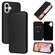 iPhone 16 Plus Carbon Fiber Texture Flip Leather Phone Case - Black