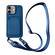 iPhone 16 Plus Card Slot Liquid Silicone Phone Case with Lanyard - Royal Blue