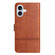 iPhone 16 Plus Cowhide Texture Stitching Leather Phone Case - Brown