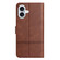 iPhone 16 Plus Cowhide Texture Stitching Leather Phone Case - Coffee