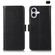 iPhone 16 Plus Crazy Horse Top Layer Cowhide Leather Phone Case - Black
