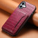 iPhone 16 Plus Crocodile Texture Card Bag Design Full Coverage Phone Case - Red