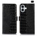 iPhone 16 Plus Crocodile Top Layer Cowhide Leather Phone Case - Black