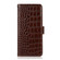iPhone 16 Plus Crocodile Top Layer Cowhide Leather Phone Case - Brown