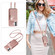 iPhone 16 Plus Crossbody Lanyard Zipper Wallet Leather Phone Case - Rose Gold