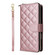 iPhone 16 Plus Crossbody Rhombic Zipper Tower Buckle Leather Phone Case with Lanyard - Rose Gold