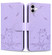 iPhone 16 Plus Cute Cat Embossed Leather Phone Case - Purple