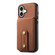 iPhone 16 Plus Denior D14 NK Retro Pattern MagSafe Magnetic Card Holder Leather Phone Case - Brown