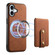 iPhone 16 Plus Denior D14 NK Retro Pattern MagSafe Magnetic Card Holder Leather Phone Case - Brown