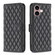 iPhone 16 Plus Diamond Lattice Wallet Flip Leather Phone Case - Black