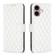 iPhone 16 Plus Diamond Lattice Wallet Flip Leather Phone Case - White