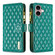 iPhone 16 Plus Diamond Lattice Zipper Wallet Leather Flip Phone Case - Green