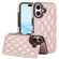 iPhone 16 Plus Double Buckle Rhombic PU Leather Phone Case - Rose Gold