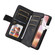 iPhone 16 Plus Dual-color 9 Card Slots Zipper Wallet Leather Phone Case - Black