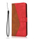 iPhone 16 Plus Dual-color Stitching Leather Phone Case - Brown Red