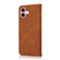 iPhone 16 Plus Dual-color Stitching Leather Phone Case - Brown Red